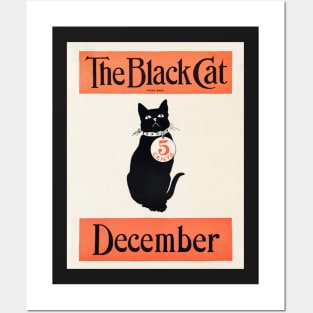 Art deco style The Black Cat poster print with December written on the bottom. Posters and Art